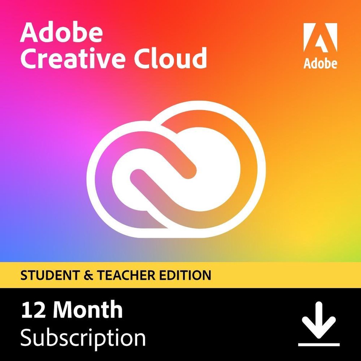 Adobe Creative Cloud Student & Docent - 1 Apparaat - 1 Jaar - Nederlands - Windows / Mac Download - Adobe