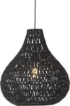 QAZQA lina - Retro Hanglamp eettafel - 1 lichts - Ø 45 cm - Zwart - Woonkamer | Slaapkamer | Keuken