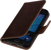 Wicked Narwal | Premium TPU PU Leder bookstyle / book case/ wallet case voor Samsung galaxy j1 2015 J100F Mocca