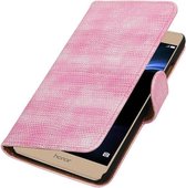 Wicked Narwal | Lizard bookstyle / book case/ wallet case Hoes voor Huawei Honor V8 Roze