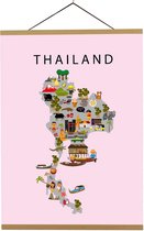 Kaart van Thailand | B2 poster | 50x70 cm | Roze | Maison Maps