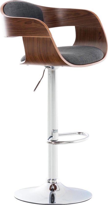 CLP Barkruk Kingston mat zwart Frame - Stof - walnoot/zwart | Leen Bakker