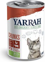 Yarrah cat blik brokjes kip/rund in saus kattenvoer 405 gr