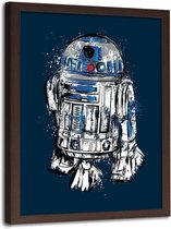 Foto in frame , R2-D2 , Filmposter , Star Wars , 70x100cm ,blauw wit zwart , wanddecoratie ,  Premium Print