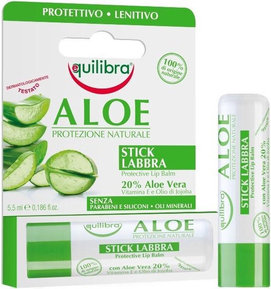 Equilibra_aloe Protezione Naturale Stick Labbra Protective Lip Balm Aloesowy Sztyft Do Ust