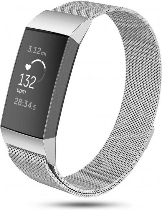 Fitbit charge 3 & 4 milanese band - zilver - SM - Horlogeband Armband  Polsband | bol.com