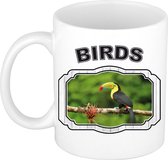 Dieren toekan beker - birds/ toekans mok wit 300 ml