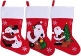 6x Stuks rode kerstsokken met print 45 cm - Openhaard decoratie sokken