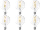 CALEX - LED Lamp 6 Pack - Filament G80 - E27 Fitting - Dimbaar - 4W - Warm Wit 2300K - Transparant Helder - BES LED
