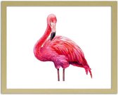Foto in frame Getekende roze flamingo, 3 maten, Premium print