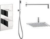Crosswater Kai Inbouwdouche compleet tweeweg systeem met hoofddouche vierkant 30cm inclusief wandsteun bevestiging chroom