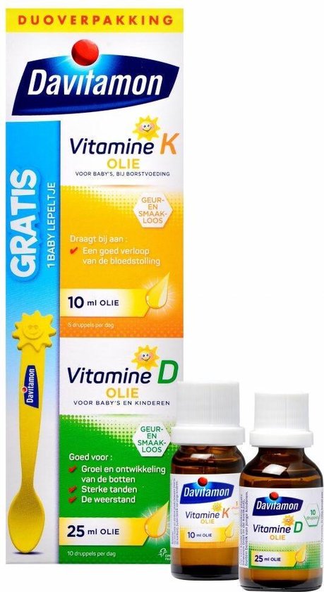 Davitamon Baby Eerste Vitamines – Vitamine D3 olie en Vitamine K Olie 25ml + 10ml