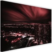Schilderij Stad bij rood licht, 2 maten, zwart/rood