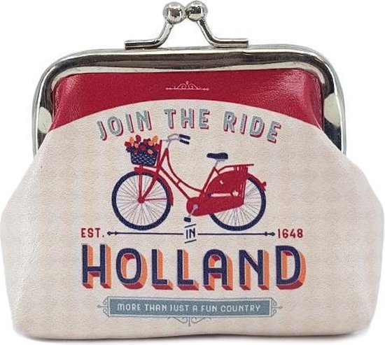 Portemonnee - Holland, Join The Ride - Klein - Souvenir - Fiets - Rood - Wit - Een Stuk
