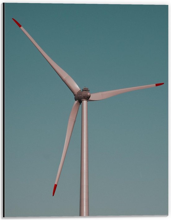Dibond - Windmolen met Rode Uiteinde  - 30x40cm Foto op Aluminium (Met Ophangsysteem)