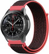 Nylon Smartwatch bandje - Geschikt voor  Samsung Gear S3 nylon band - zwart/rood - Horlogeband / Polsband / Armband