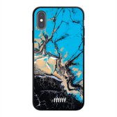 iPhone X Hoesje TPU Case - Blue meets Dark Marble #ffffff