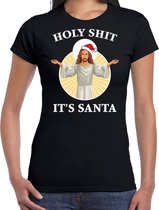 Holy shit its Santa fout Kerst shirt / Kerst t-shirt zwart voor dames - Kerstkleding / Christmas outfit S