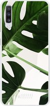 Samsung Galaxy A70 Hoesje Transparant TPU Case - Tropical Plants #ffffff