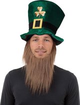 Chapeau de déguisement Saint Patrick vert avec barbe adulte - chapeaux de carnaval