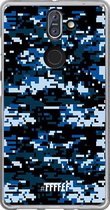 Nokia 8 Sirocco Hoesje Transparant TPU Case - Navy Camouflage #ffffff