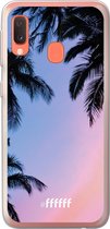 Samsung Galaxy A20e Hoesje Transparant TPU Case - Sunset Palms #ffffff