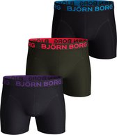 Björn Borg Cotton boxers - 3-pack blauw - zwart en groen -  Maat: S