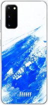 Samsung Galaxy S20 Hoesje Transparant TPU Case - Blue Brush Stroke #ffffff