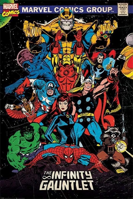 Affiche Marvel Retro The Infinity Gauntlet 61 x 91,5 cm