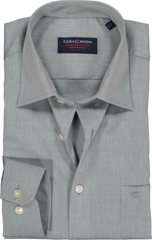 CASA MODA comfort fit overhemd - mouwlengte 72 cm - grijs - Strijkvrij - Boordmaat: 42