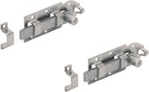 2x Rolschuif / rolschuiven staal verzinkt 14 x 5.6 cm - afsluiten van tuinhekken en poorten - profielrolschuiven / poortslot / hekgrendel