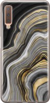 Samsung Galaxy A7 2018 hoesje siliconen - Marble agate - Soft Case Telefoonhoesje - Print / Illustratie - Goud