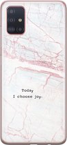 Samsung Galaxy A71 hoesje siliconen - Today I choose joy - Soft Case Telefoonhoesje - Tekst - Grijs