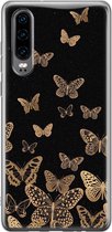 Huawei P30 hoesje - Vlinders - Soft Case Telefoonhoesje - Print / Illustratie - Zwart