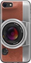iPhone SE 2020 hoesje siliconen - Vintage camera - Soft Case Telefoonhoesje - Print / Illustratie - Transparant, Bruin