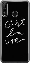 Huawei P30 Lite hoesje - C'est la vie - Soft Case Telefoonhoesje - Tekst - Grijs