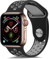 Shop4 - Bandje voor Apple Watch SE 40mm - Large Siliconen Grijs Zwart