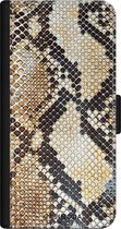 iPhone 11 bookcase leer hoesje - Snake / Slangenprint bruin