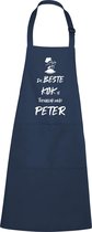 mijncadeautje - luxe schort - De beste kok is toevallig mijn PETER - blauw/navy