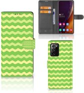 Telefoonhoesje Geschikt voor Samsung Galaxy Note20 Ultra Book Case Waves Green