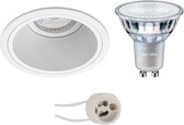 LED Spot Set - Pragmi Minko Pro - GU10 Fitting - Inbouw Rond - Mat Wit - Verdiept - Ø90mm - Philips - MASTER 927 36D VLE - 3.7W - Warm Wit 2200K-2700K - DimTone Dimbaar - BES LED