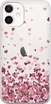 iPhone 12 transparant hoesje - Falling hearts | Apple iPhone 12 case | TPU backcover transparant