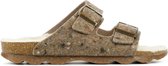 Mace Vrouwen Canvas    Harde zool  Pantoffels / open Sloffen - M1054 - Taupe - Maat 41