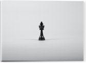 Acrylglas - Zwarte Schaakkoningin op Witte Achtergrond - 40x30cm Foto op Acrylglas (Wanddecoratie op Acrylglas)
