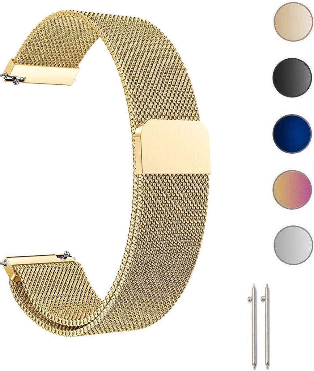 Luxe Milanese Loop Armband Geschikt Voor Garmin Venu SQ (Music) Horloge Bandje - Metalen iWatch Milanees Watchband Polsband - Stainless Steel Mesh Watch Band - Horlogeband - Magneet Sluiting - Goud Kleurig - AA Commerce