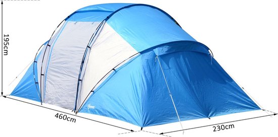 Veeg Luidruchtig Grote hoeveelheid Sunny Tent met 2 slaapcabines blauw 460 x 230 x 195 cm | bol.com
