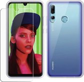 Silicone hoesje transparant met 2 Pack Tempered glas Screen Protector Geschikt voor : Huawei p smart Plus 2019