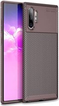 Carbon Fibre Hoesje TPU Flexibele beschermhoes - Geschikt voor: Samsung Galaxy Note 10 Plus - brons