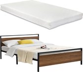 Metalen bed Finse met matras zwart walnootkleurig 180x200