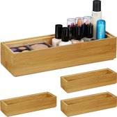 Relaxdays 4x bamboe organizer - stapelbaar - badkamer - keuken - opbergbox - open